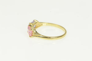 14K Pink & Purple Emerald Cut Cubic Zirconia Ring Yellow Gold