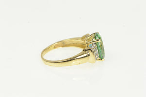 14K Green Spinel Diamond Cluster Accent Vintage Ring Yellow Gold