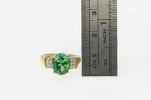 Load image into Gallery viewer, 14K Green Spinel Diamond Cluster Accent Vintage Ring Yellow Gold