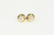 Load image into Gallery viewer, 14K Classic Vintage 6.0mm Pearl Simple Stud Earrings Yellow Gold