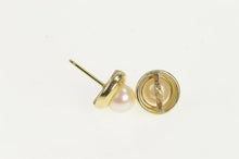 Load image into Gallery viewer, 14K Classic Vintage 6.0mm Pearl Simple Stud Earrings Yellow Gold