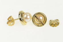 Load image into Gallery viewer, 14K Classic Vintage 6.0mm Pearl Simple Stud Earrings Yellow Gold