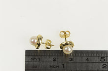 Load image into Gallery viewer, 14K Classic Vintage 6.0mm Pearl Simple Stud Earrings Yellow Gold