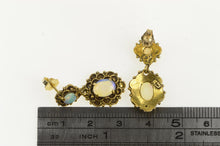 Load image into Gallery viewer, 14K 1960&#39;s Ornate Opal Scalloped Dangle Earrings Yellow Gold