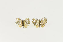 Load image into Gallery viewer, 14K Ornate Filigree Butterfly Change Symbol Stud Earrings Yellow Gold