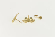 Load image into Gallery viewer, 14K Ornate Filigree Butterfly Change Symbol Stud Earrings Yellow Gold