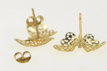 Load image into Gallery viewer, 14K Ornate Filigree Butterfly Change Symbol Stud Earrings Yellow Gold