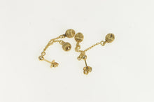 Load image into Gallery viewer, 14K Grooved Ball Beaded Dangle Fringe Chain Earrings Yellow Gold
