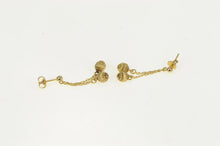 Load image into Gallery viewer, 14K Grooved Ball Beaded Dangle Fringe Chain Earrings Yellow Gold
