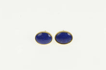 Load image into Gallery viewer, 14K Retro Oval Lapis Lazuli Inlav Vintage Stud Earrings Yellow Gold