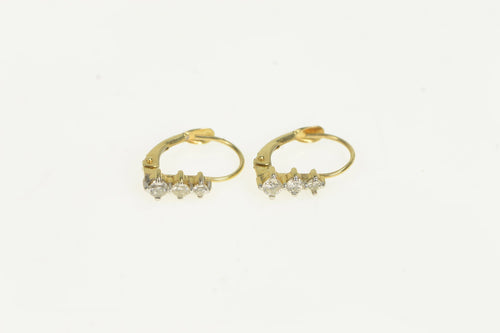 14K Three Tiered Diamond Vintage Classic Earrings Yellow Gold