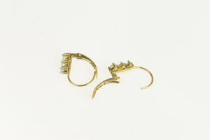 14K Three Tiered Diamond Vintage Classic Earrings Yellow Gold