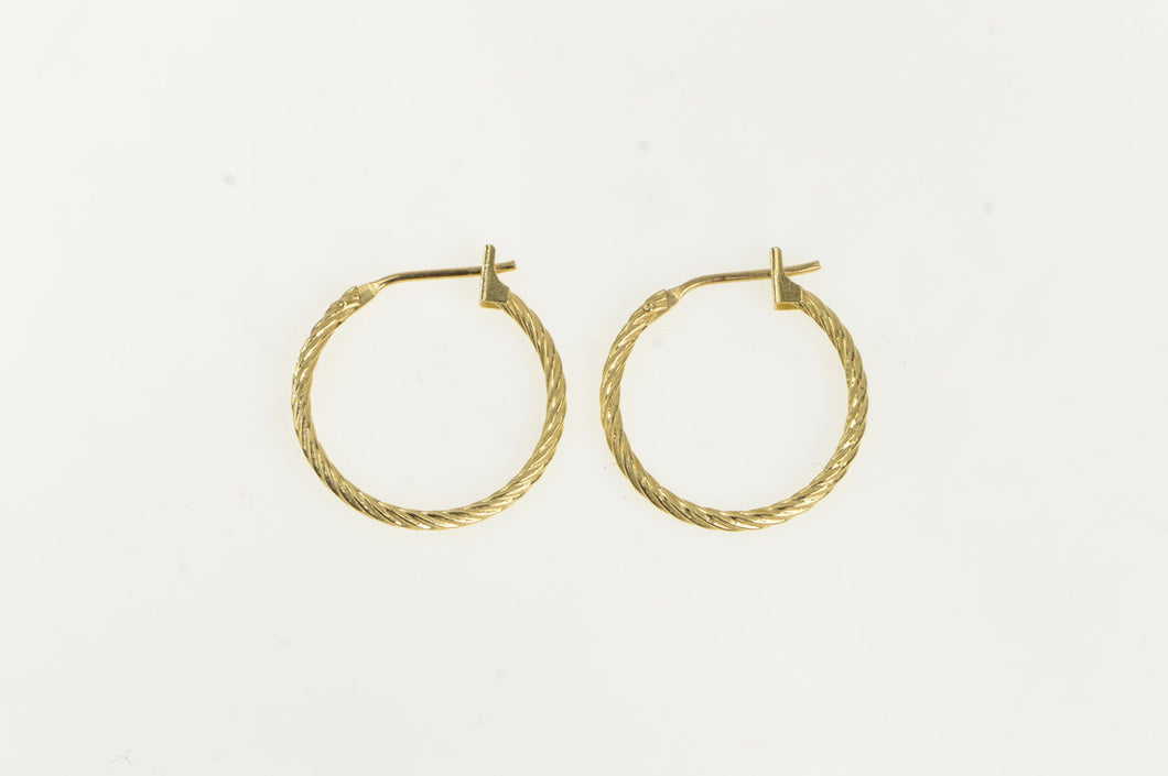 14K 17.4m Twist Rope Design Vintage Hoop Earrings Yellow Gold