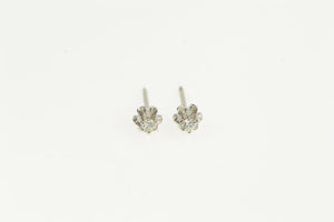 14K Classic Retro Vintage Diamond Solitaire Stud Earrings White Gold