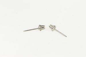 14K Classic Retro Vintage Diamond Solitaire Stud Earrings White Gold