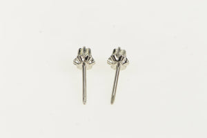 14K Classic Retro Vintage Diamond Solitaire Stud Earrings White Gold