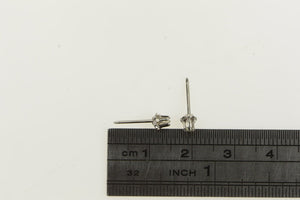 14K Classic Retro Vintage Diamond Solitaire Stud Earrings White Gold