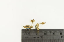 Load image into Gallery viewer, 14K Oval Blue Topaz Wavy Design Vintage Stud Earrings Yellow Gold