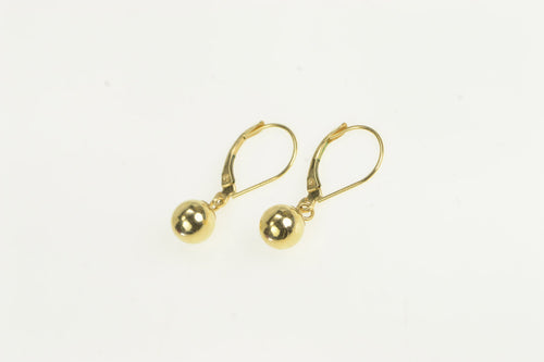 14K 7.1mm Round Ball Sphere Dangle Vintage Earrings Yellow Gold