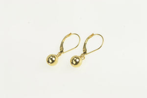 14K 7.1mm Round Ball Sphere Dangle Vintage Earrings Yellow Gold