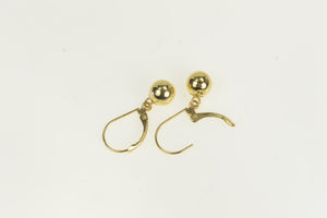 14K 7.1mm Round Ball Sphere Dangle Vintage Earrings Yellow Gold