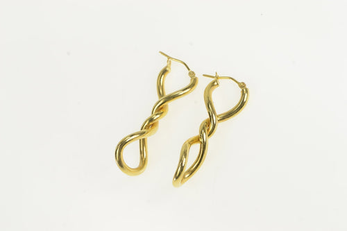 14K Twist Design Puffy Vintage Statement Hoop Earrings Yellow Gold