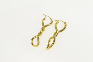 14K Twist Design Puffy Vintage Statement Hoop Earrings Yellow Gold