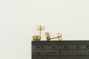 14K Oval Blue Topaz Solitaire Vintage Stud Earrings Yellow Gold