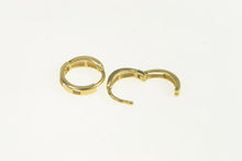 Load image into Gallery viewer, 14K 11.4mm Syn. Opal Inlay Huggies Hoop Fashion Earrings Yellow Gold
