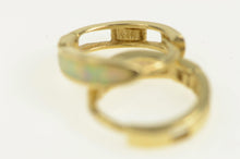 Load image into Gallery viewer, 14K 11.4mm Syn. Opal Inlay Huggies Hoop Fashion Earrings Yellow Gold