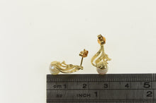 Load image into Gallery viewer, 14K Vintage Pearl Diamond Accent Wavy Stud Earrings Yellow Gold