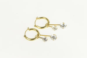 14K Round Cubic Zirconia Fringe Statement Hoop Earrings Yellow Gold