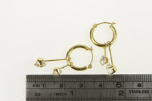 Load image into Gallery viewer, 14K Round Cubic Zirconia Fringe Statement Hoop Earrings Yellow Gold
