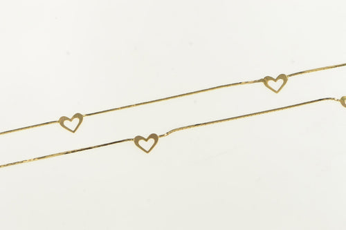 14K 0.6mm Squared Heart Valentine Retro Chain Necklace 19