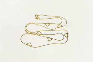 14K 0.6mm Squared Heart Valentine Retro Chain Necklace 19" Yellow Gold