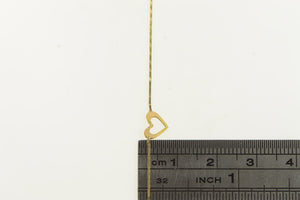 14K 0.6mm Squared Heart Valentine Retro Chain Necklace 19" Yellow Gold