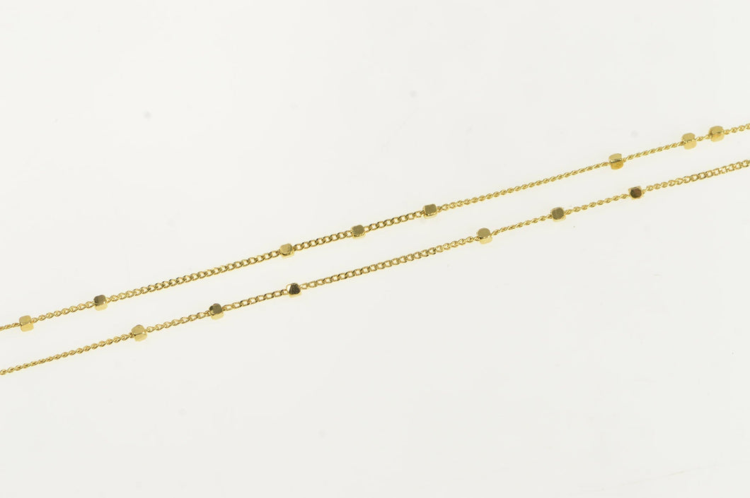 14K 0.8mm Granulated Dot Pattern Cable Chain Necklace 14
