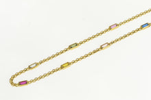 Load image into Gallery viewer, 14K Emerald Cut Syn. By The Yard Square Chain Necklace 20&quot; Yellow Gold