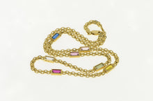 Load image into Gallery viewer, 14K Emerald Cut Syn. By The Yard Square Chain Necklace 20&quot; Yellow Gold