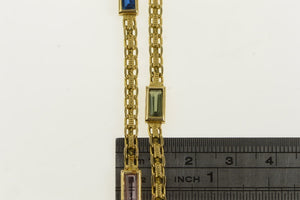14K Emerald Cut Syn. By The Yard Square Chain Necklace 20" Yellow Gold