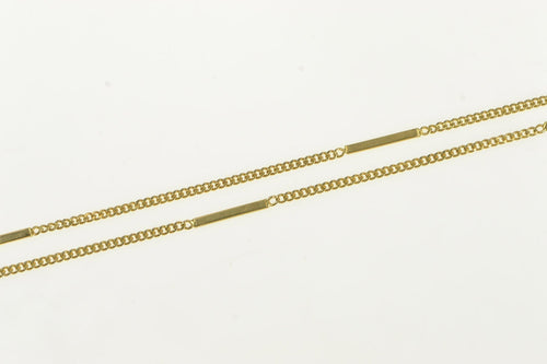 14K 1.5mm Bar & Curb Chain Link Vintage Necklace 15.25