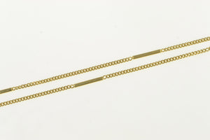 14K 1.5mm Bar & Curb Chain Link Vintage Necklace 15.25" Yellow Gold
