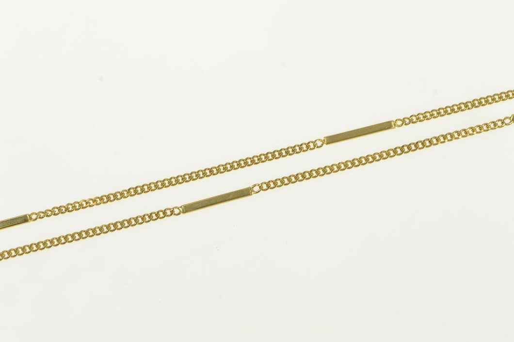 14K 1.5mm Bar & Curb Chain Link Vintage Necklace 15.25