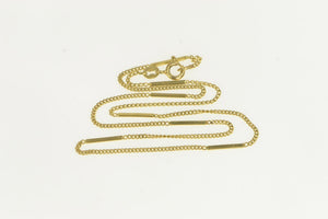 14K 1.5mm Bar & Curb Chain Link Vintage Necklace 15.25" Yellow Gold