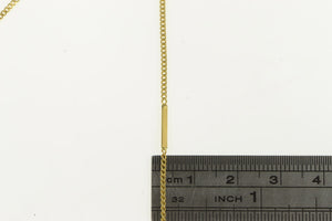14K 1.5mm Bar & Curb Chain Link Vintage Necklace 15.25" Yellow Gold