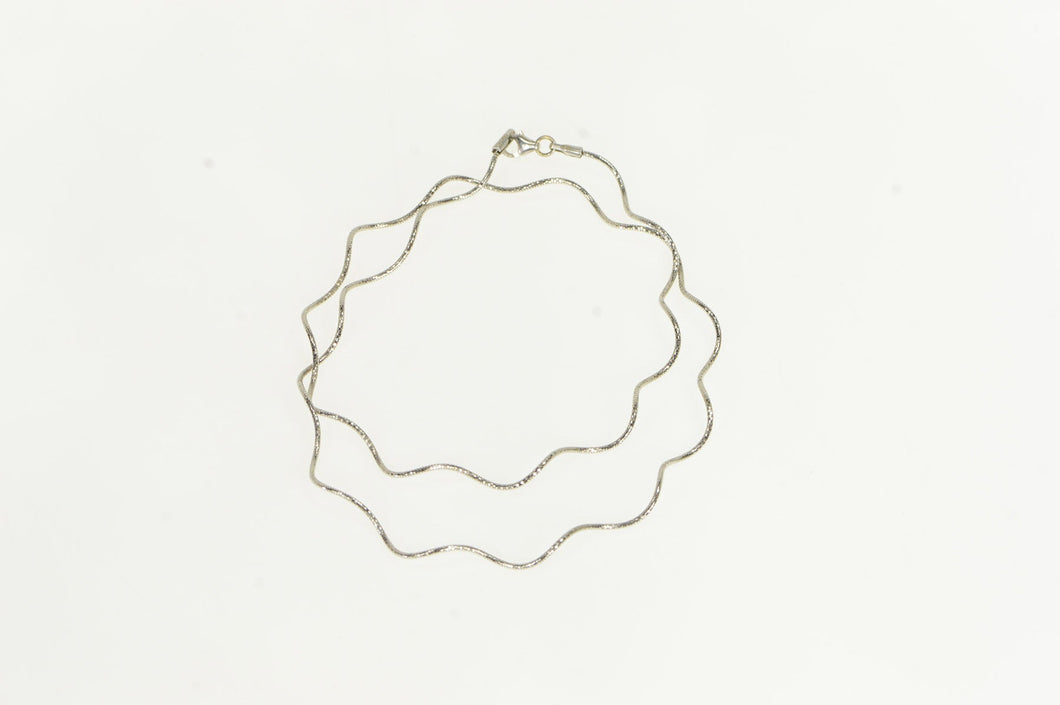 14K 1.0mm Cocoon Link Wavy Curvy Cain Necklace 16.5
