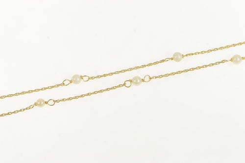 14K Pearl Beaded Rolling Rope Chain Collar Necklace 15