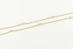 14K Pearl Beaded Rolling Rope Chain Collar Necklace 15" Yellow Gold