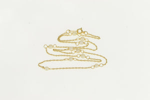 14K Pearl Beaded Rolling Rope Chain Collar Necklace 15" Yellow Gold