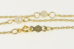 14K Pearl Beaded Rolling Rope Chain Collar Necklace 15" Yellow Gold